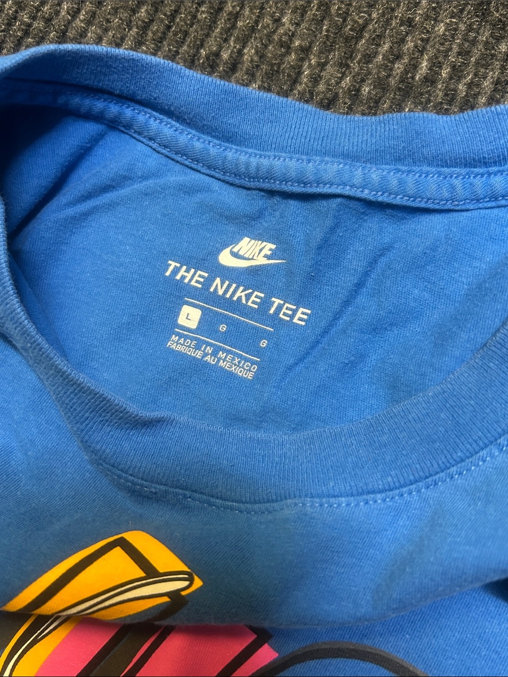 Nike Blue 'Just Do It' Graphic Tee with Yellow & Pink Accents - Picture 2 of 4